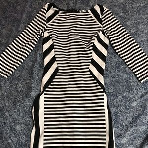 Black and white striped dress! Form fitting